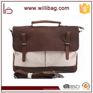 Wholesale Factories Canvas Handbags For Man Genuine Leather Messenger Bags